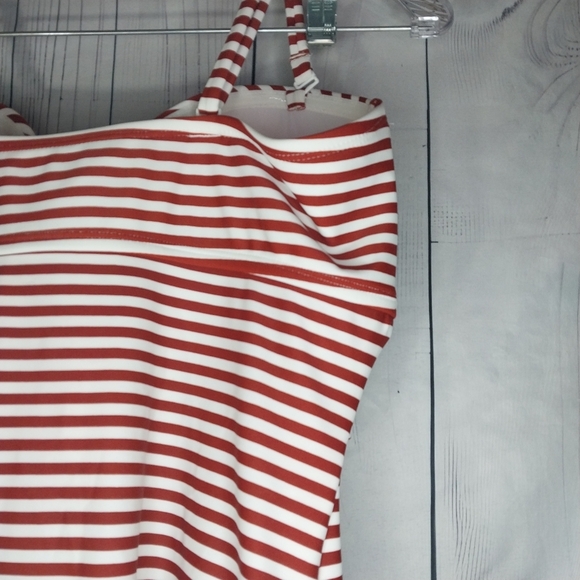 Kona Sol Brown and White Striped One Piece Swimsuit Size L NWT - Picture 6 of 11